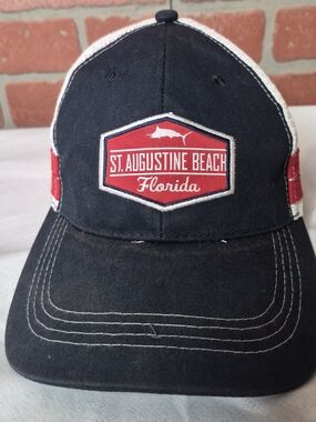 St. Augustine Beach Florida Navy and Red Mesh-Back Baseball Cap
